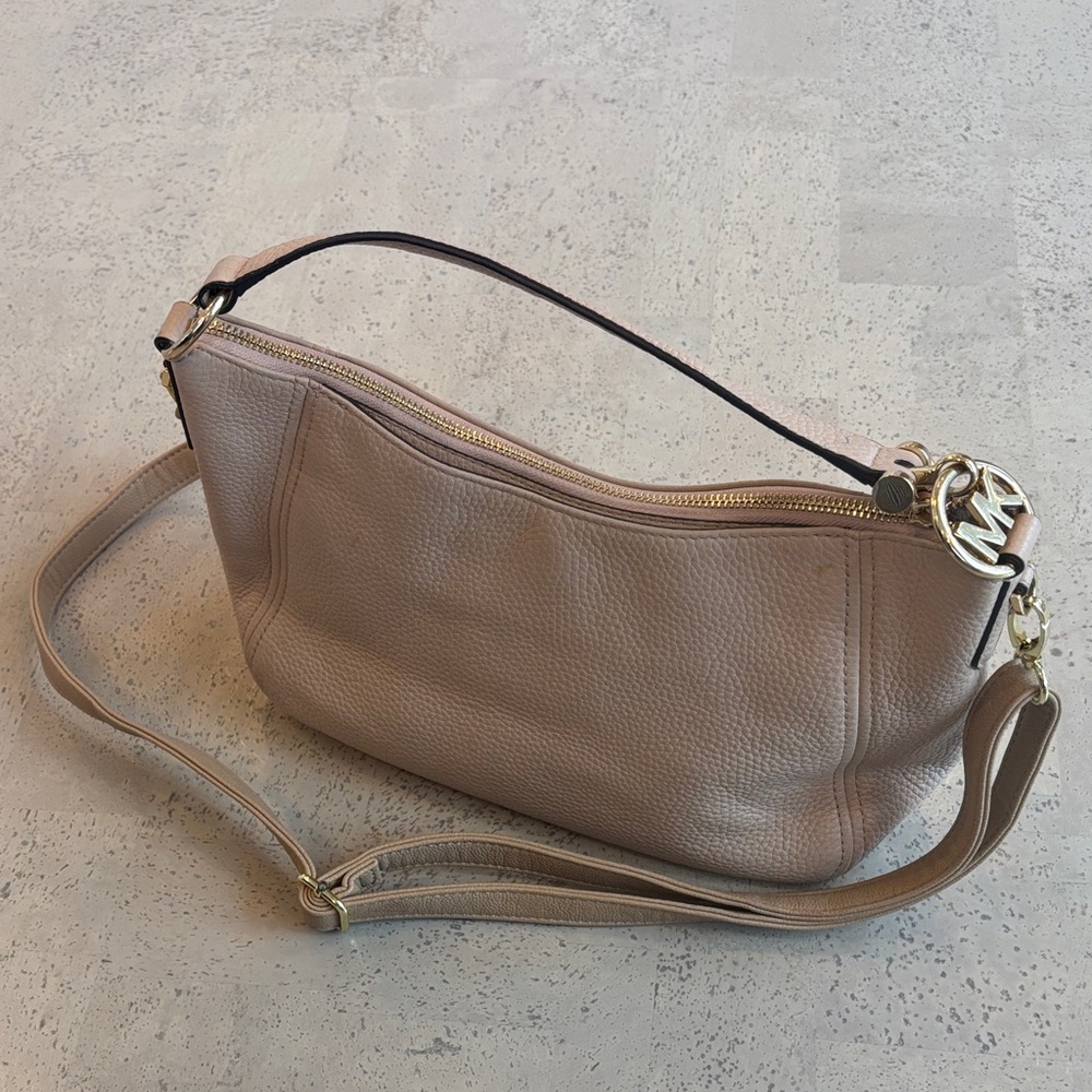 Michael Kors Pebbled Leather Shoulder Bag in Taupe